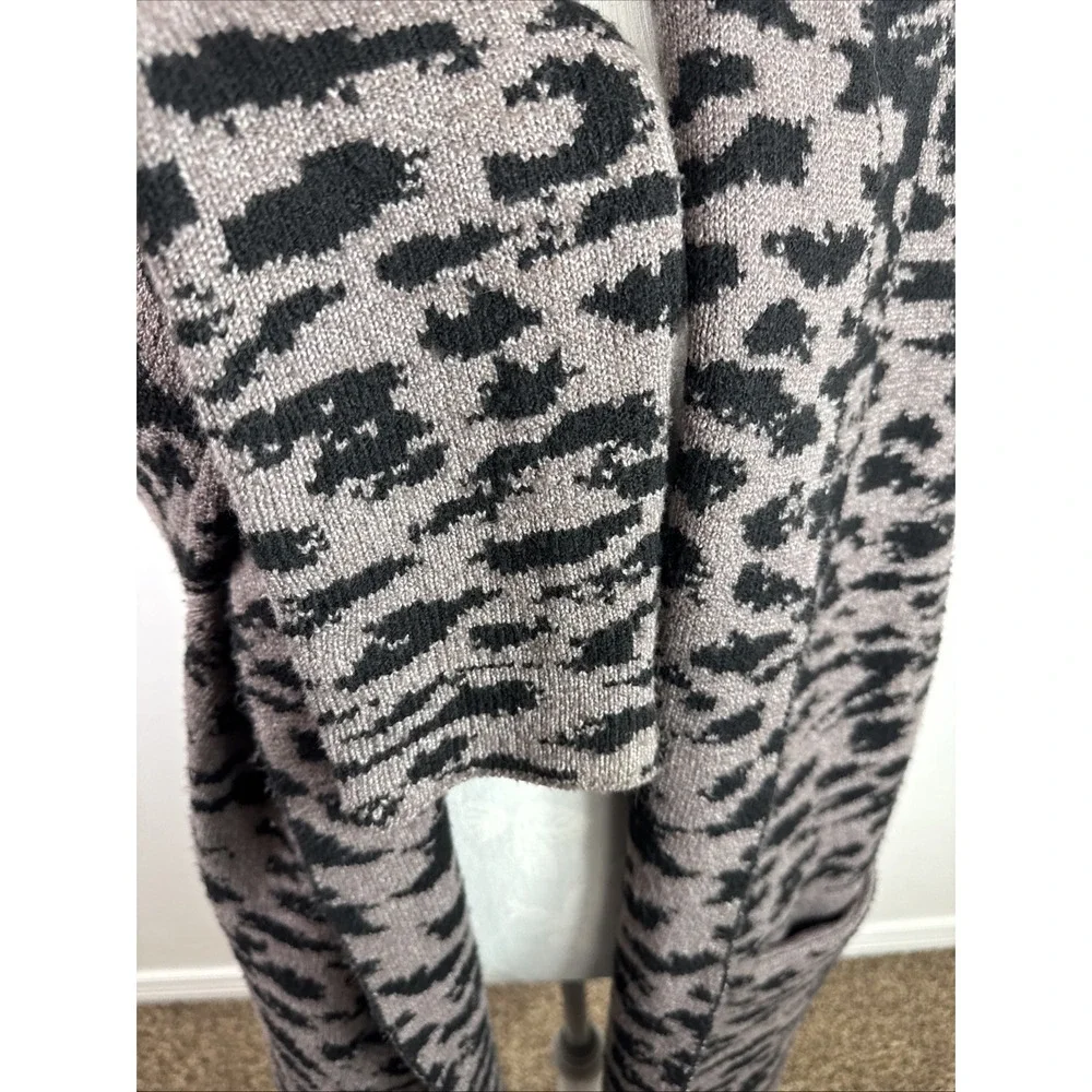Calia Women's M Oversized Open Cardigan Coatigan Sweater Mauve Black Cheetah EUC
